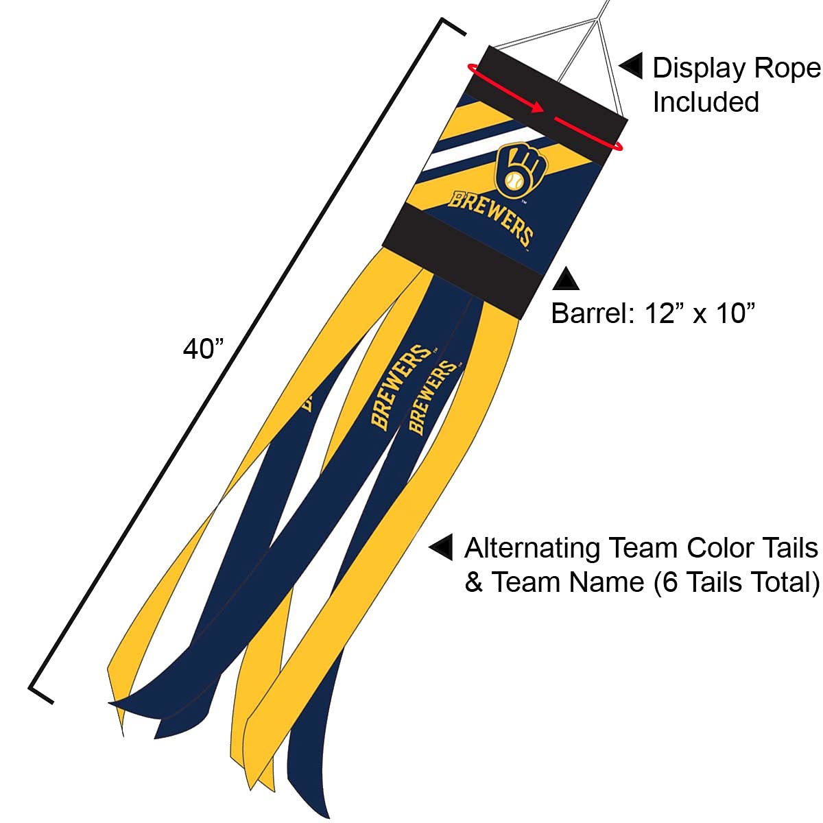 Milwaukee Brewers Team Windsock - Sports Collectibles, Sports Memorabilia, Sports Fan Shop, Sports Gifts