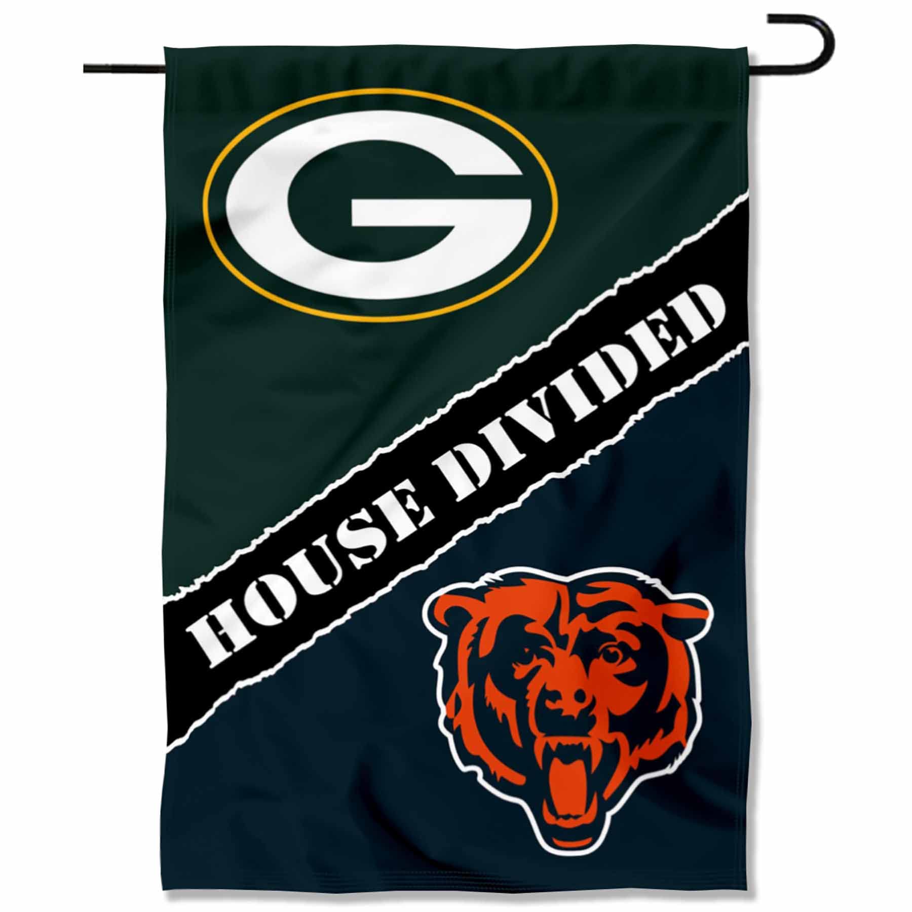 WinCraft House Divided Packers and Bears Double Sided Garden Flag - Sports Collectibles, Sports Memorabilia, Sports Fan Shop, Sports Gifts