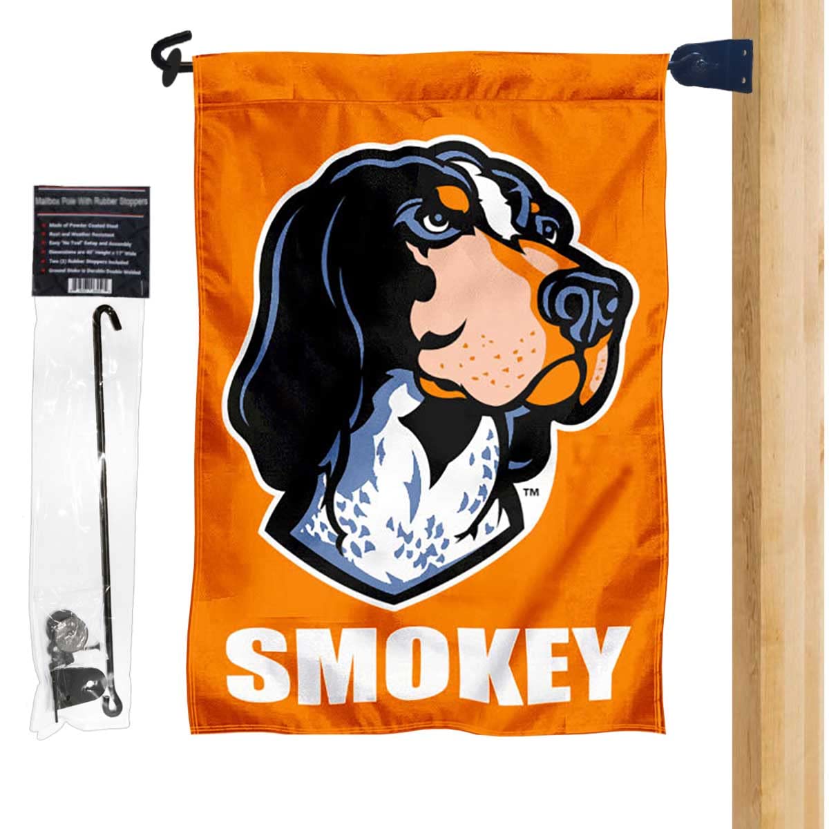 College Flags & Banners Co. Tennessee Volunteers Smokey Garden Flag and Mailbox Post Pole Mount Holder Set - Sports Collectibles, Sports Memorabilia, Sports Fan Shop, Sports Gifts