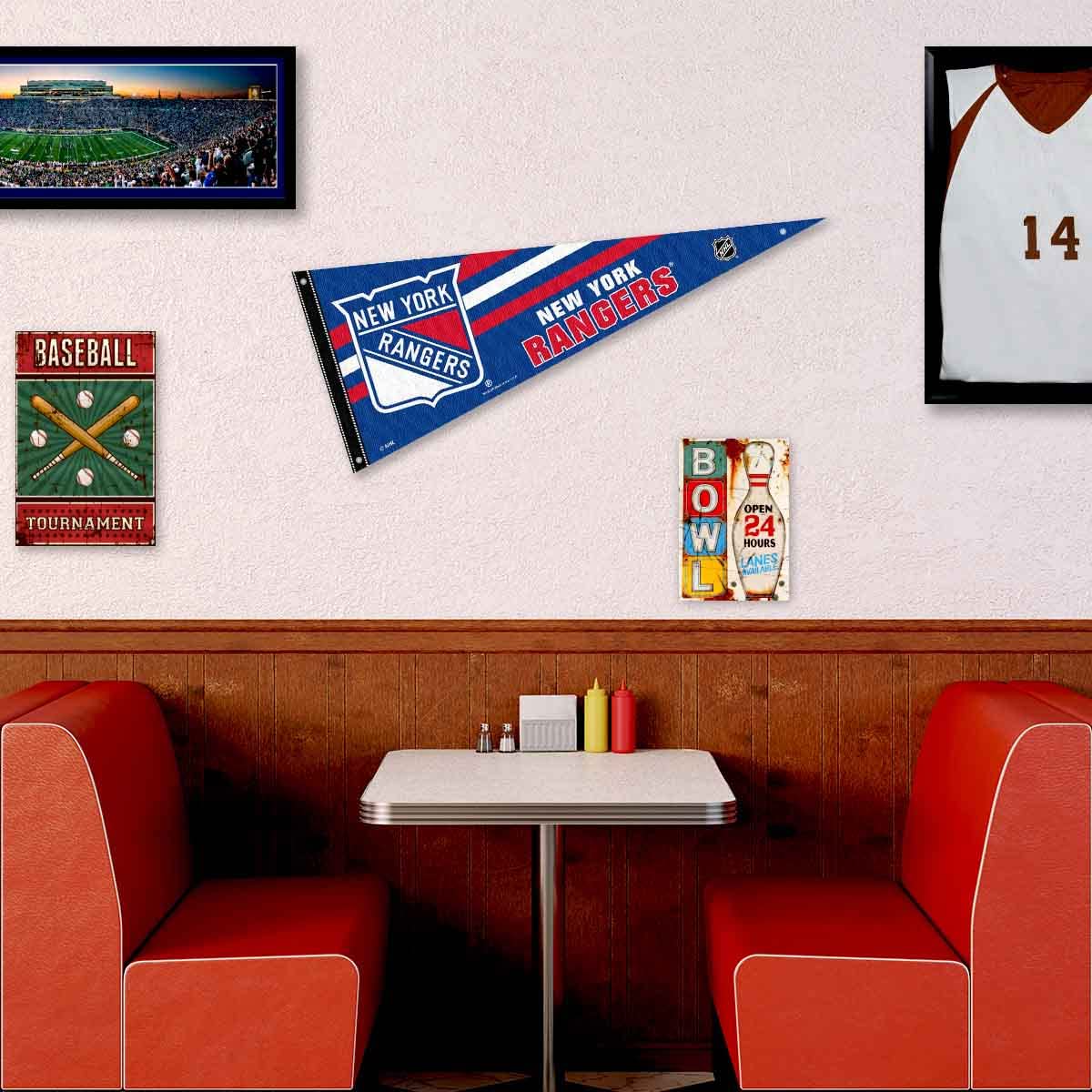 New York Rangers Pennant Flag and Wall Tack Pads Mounts - Sports Collectibles, Sports Memorabilia, Sports Fan Shop, Sports Gifts