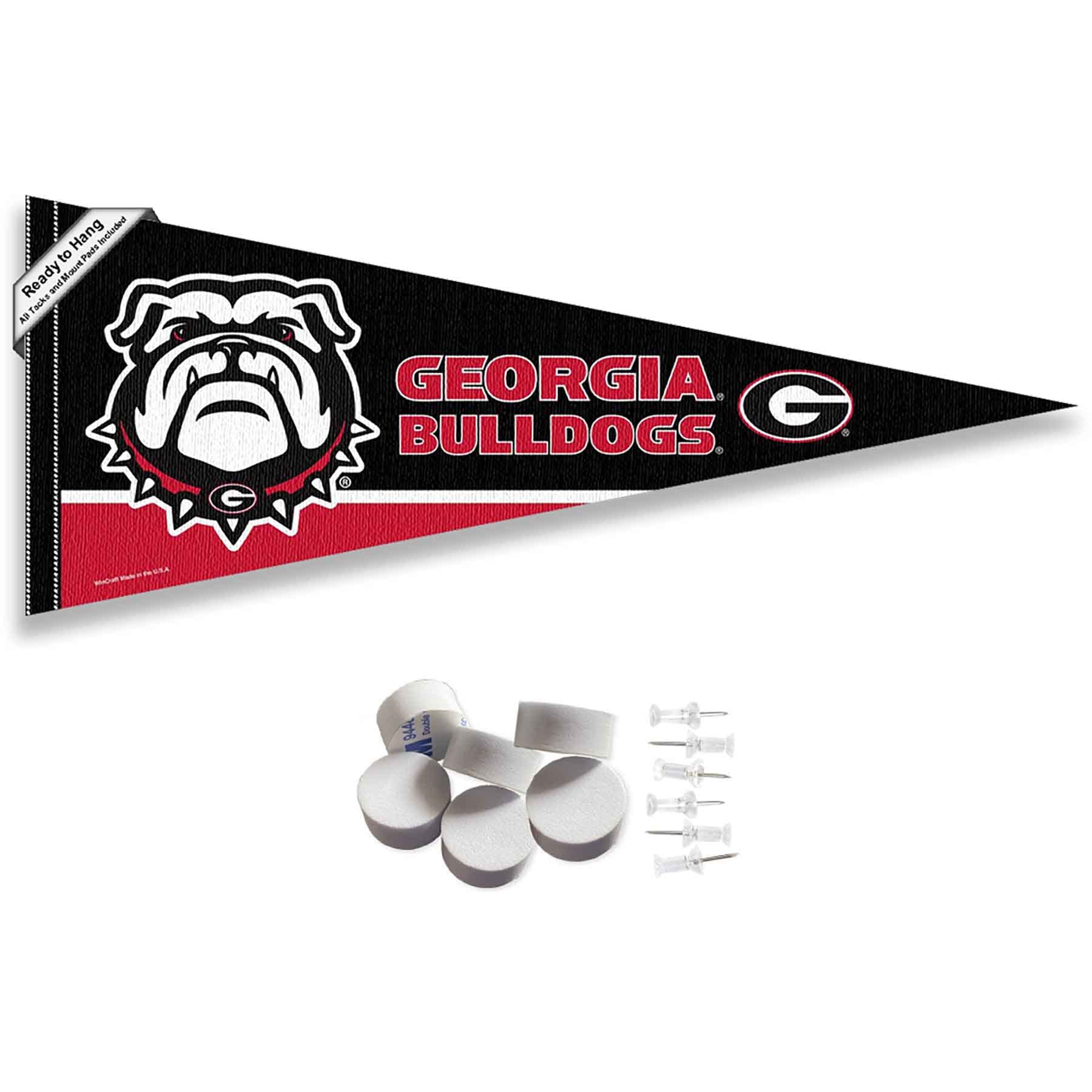 College Flags & Banners Co. Georgia Bulldogs Bulldog Pennant Flag and Wall Tack Mount Pads - Sports Collectibles, Sports Memorabilia, Sports Fan Shop, Sports Gifts
