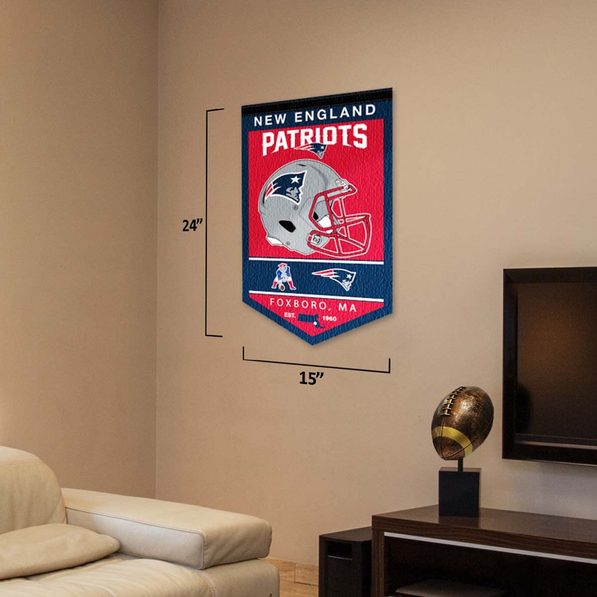 WinCraft New England Patriots Heritage History Banner Pennant - Sports Collectibles, Sports Memorabilia, Sports Fan Shop, Sports Gifts