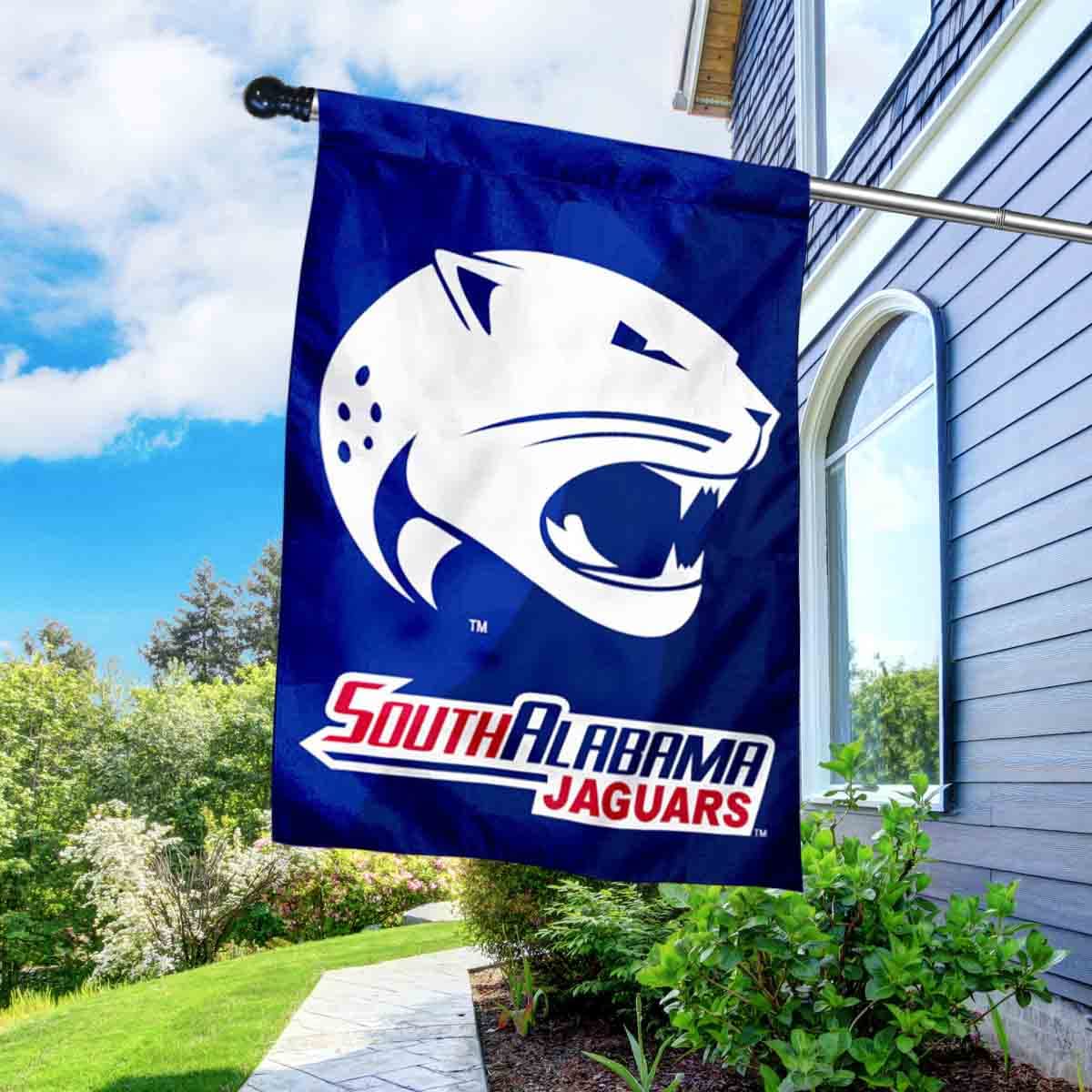 College Flags & Banners Co. USA Jaguars House Flag with Flag Pole Set - Sports Collectibles, Sports Memorabilia, Sports Fan Shop, Sports Gifts