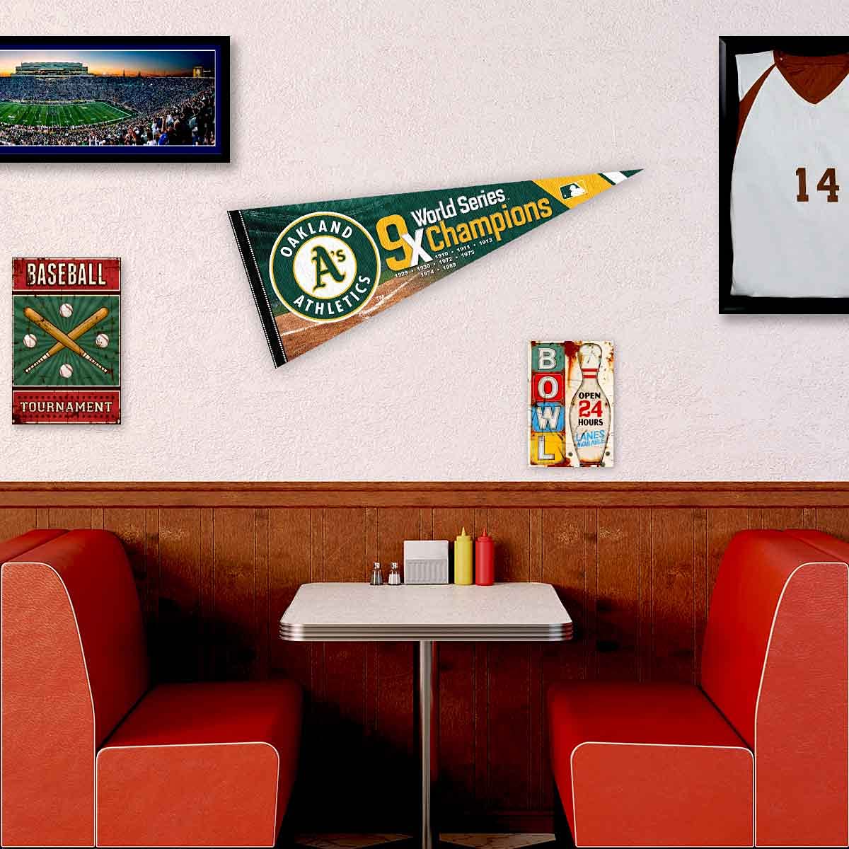 WinCraft Athletics 9 Time Champions Pennant Flag - Sports Collectibles, Sports Memorabilia, Sports Fan Shop, Sports Gifts