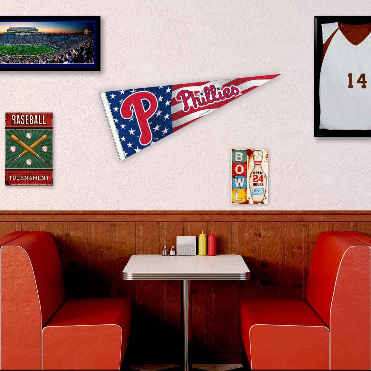 WinCraft Phillies Nation USA Stars and Stripes Pennant Full Size Pennant Flag - Sports Collectibles, Sports Memorabilia, Sports Fan Shop, Sports Gifts