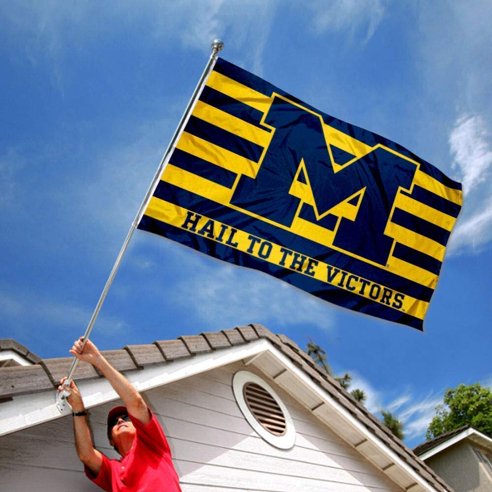 College Flags & Banners Co. Michigan Hail to the Victors and USA Flag 3x5 Set - Sports Collectibles, Sports Memorabilia, Sports Fan Shop, Sports Gifts