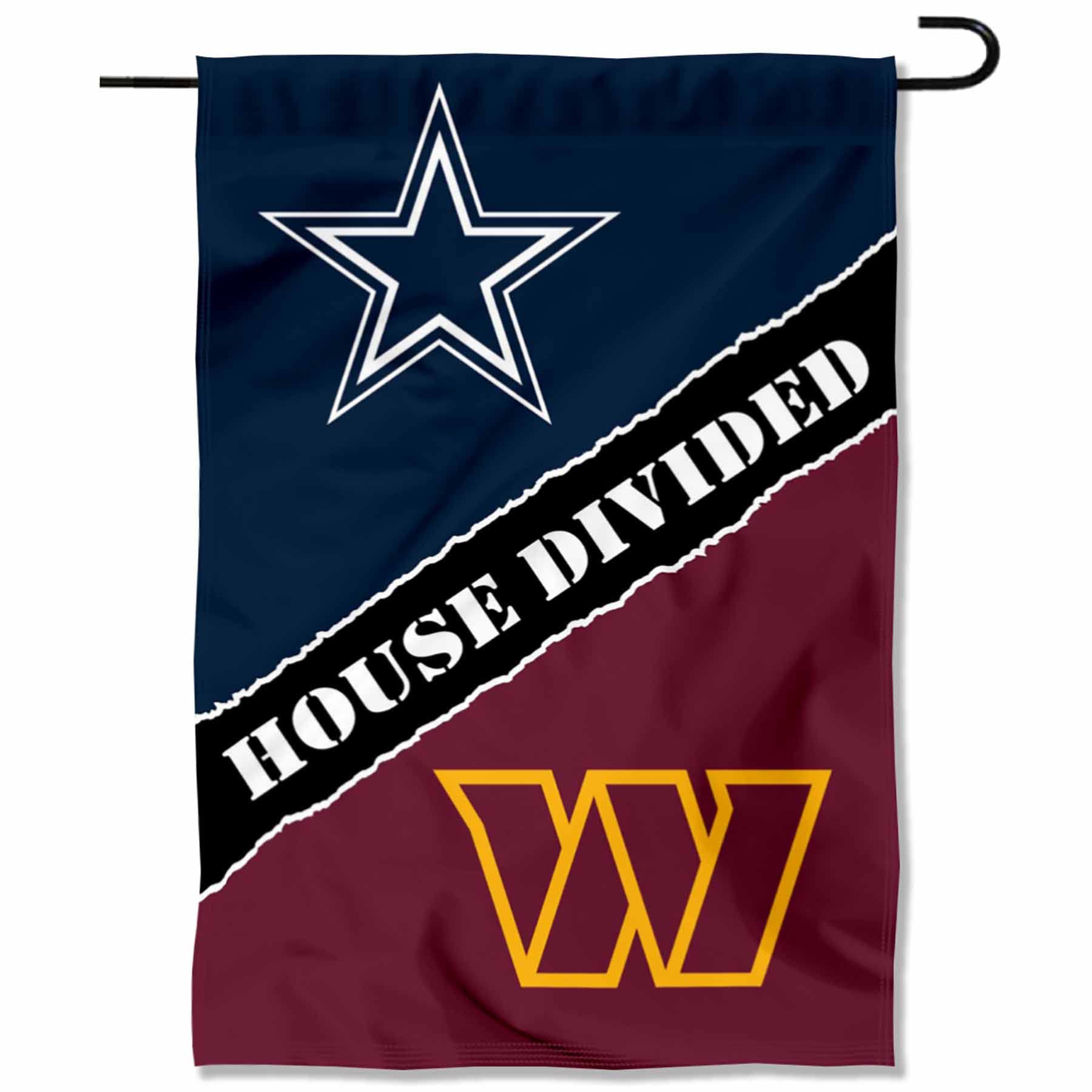 WinCraft House Divided Cowboys and Commanders Double Sided Garden Flag - Sports Collectibles, Sports Memorabilia, Sports Fan Shop, Sports Gifts