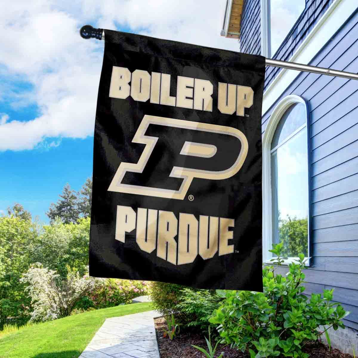 Purdue Boiler Up Logo House Flag with Flag Pole Set - Sports Collectibles, Sports Memorabilia, Sports Fan Shop, Sports Gifts