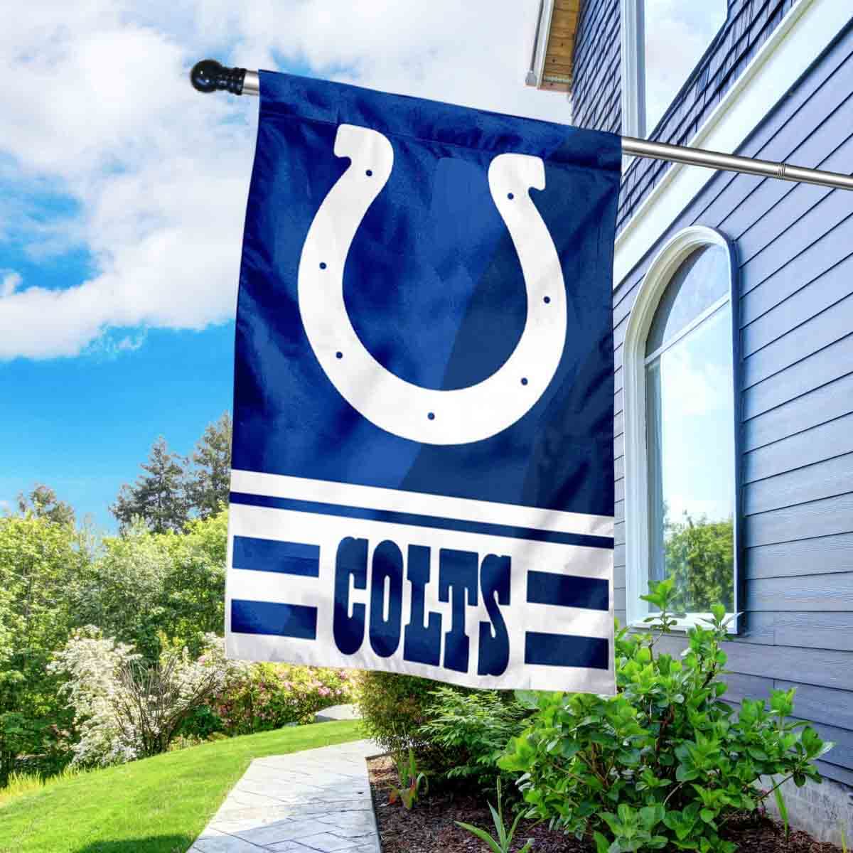 WinCraft Colts Banner House Flag and 5 Foot Flagpole Set - Sports Collectibles, Sports Memorabilia, Sports Fan Shop, Sports Gifts