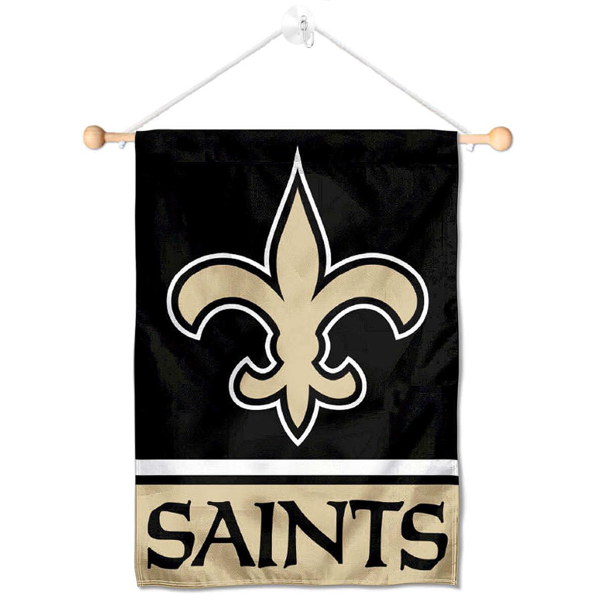 New Orleans Saints Banner Window Wall Hanging Flag with Suction Cup - Sports Collectibles, Sports Memorabilia, Sports Fan Shop, Sports Gifts
