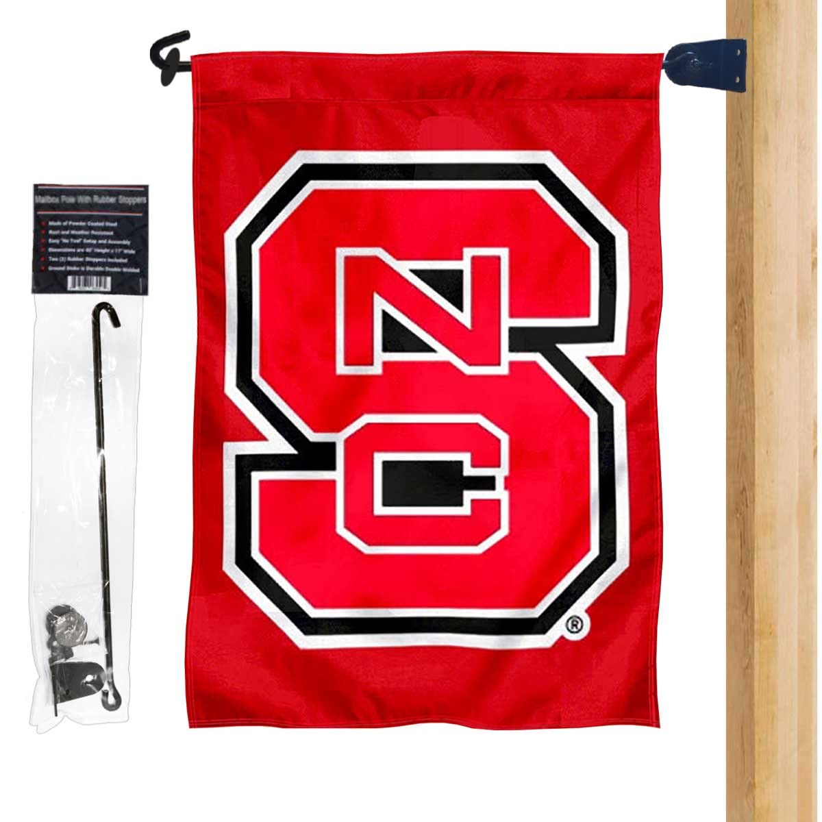 North Carolina State Wolfpack Garden Flag and Mailbox Post Pole Mount Holder Set - Sports Collectibles, Sports Memorabilia, Sports Fan Shop, Sports Gifts