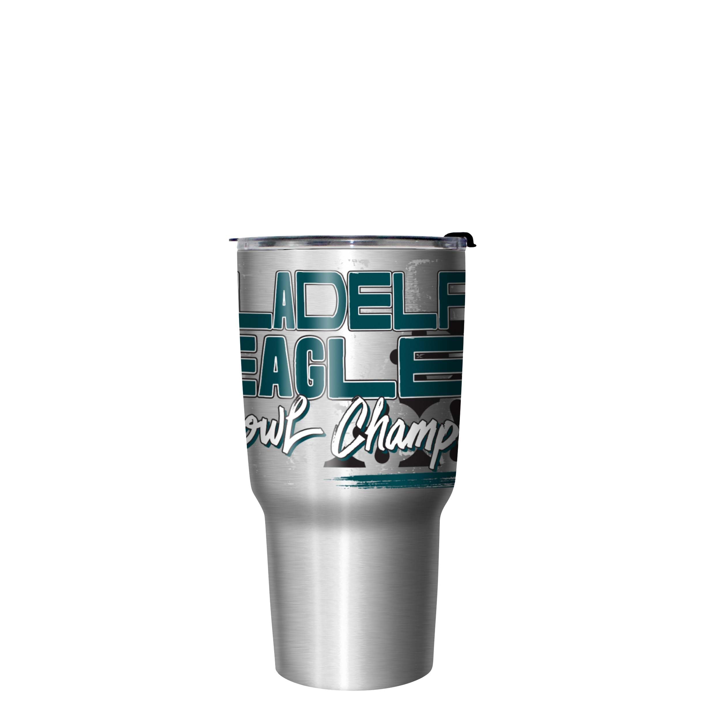 FOCO Philadelphia Eagles NFL Super Bowl LIX Champions 27 oz Stainless Steel Tumbler - Stencil Silver Diamond - Sports Collectibles, Sports Memorabilia, Sports Fan Shop, Sports Gifts