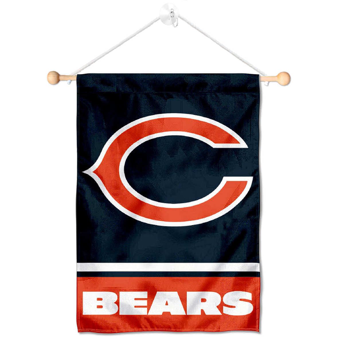Chicago Bears C Logo Banner Window Wall Hanging Flag with Suction Cup - Sports Collectibles, Sports Memorabilia, Sports Fan Shop, Sports Gifts