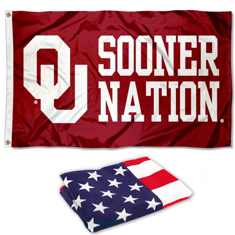 College Flags & Banners Co. Sooner Nation and USA Flag 3x5 Set - Sports Collectibles, Sports Memorabilia, Sports Fan Shop, Sports Gifts