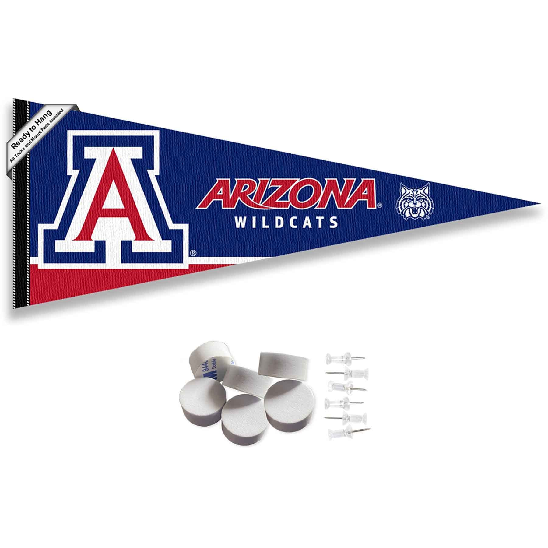 College Flags & Banners Co. Arizona Wildcats Pennant Flag and Wall Tack Mount Pads - Sports Collectibles, Sports Memorabilia, Sports Fan Shop, Sports Gifts