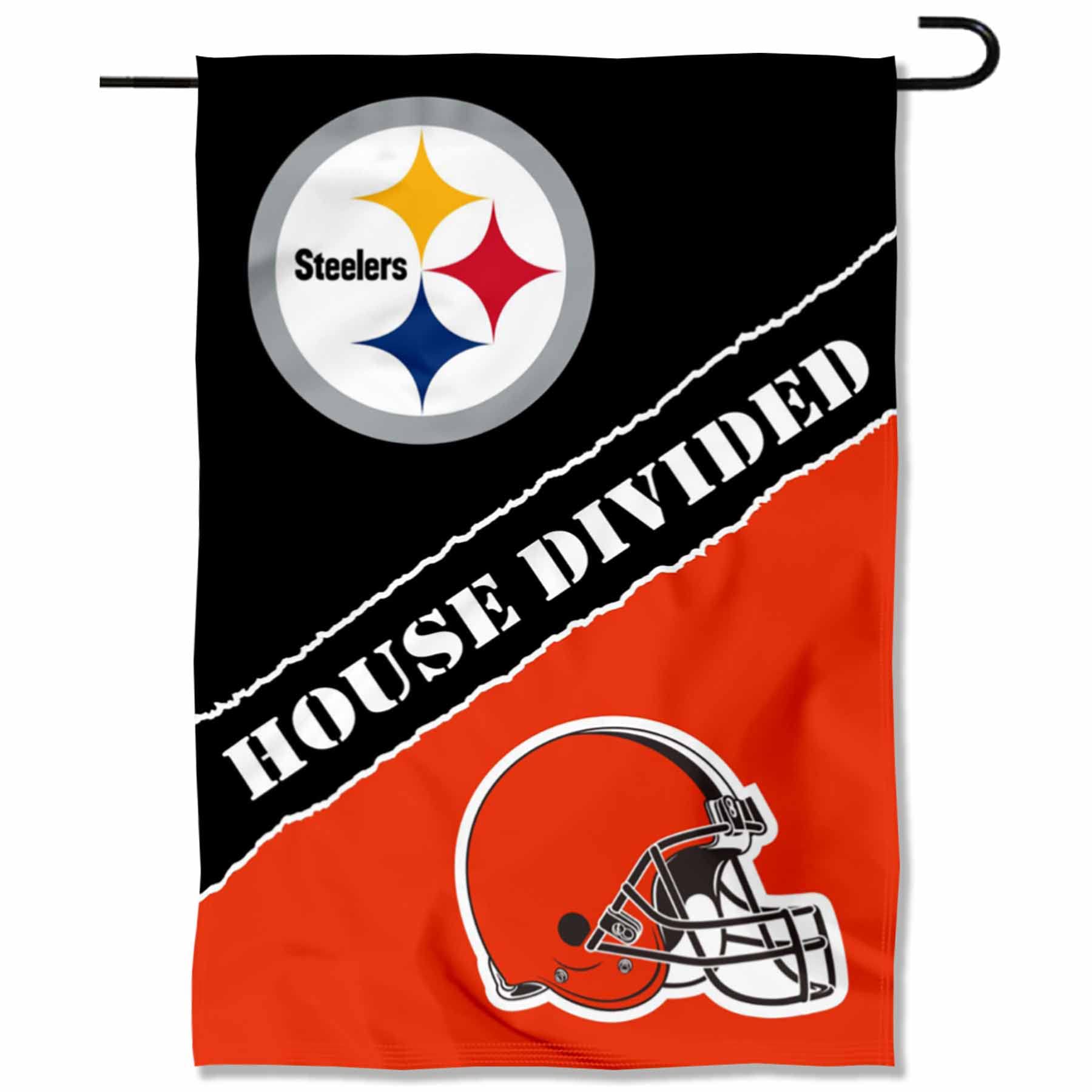WinCraft House Divided Steelers and Browns Double Sided Garden Flag - Sports Collectibles, Sports Memorabilia, Sports Fan Shop, Sports Gifts