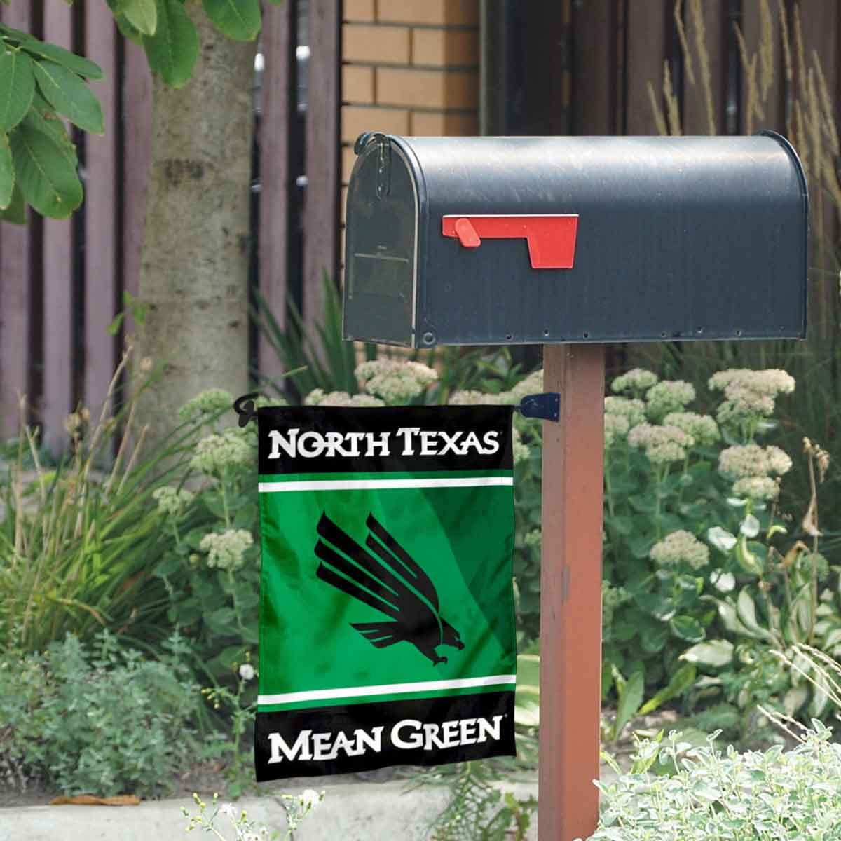 College Flags & Banners Co. North Texas Mean Green Garden Flag and Mailbox Post Pole Mount Holder Set - Sports Collectibles, Sports Memorabilia, Sports Fan Shop, Sports Gifts