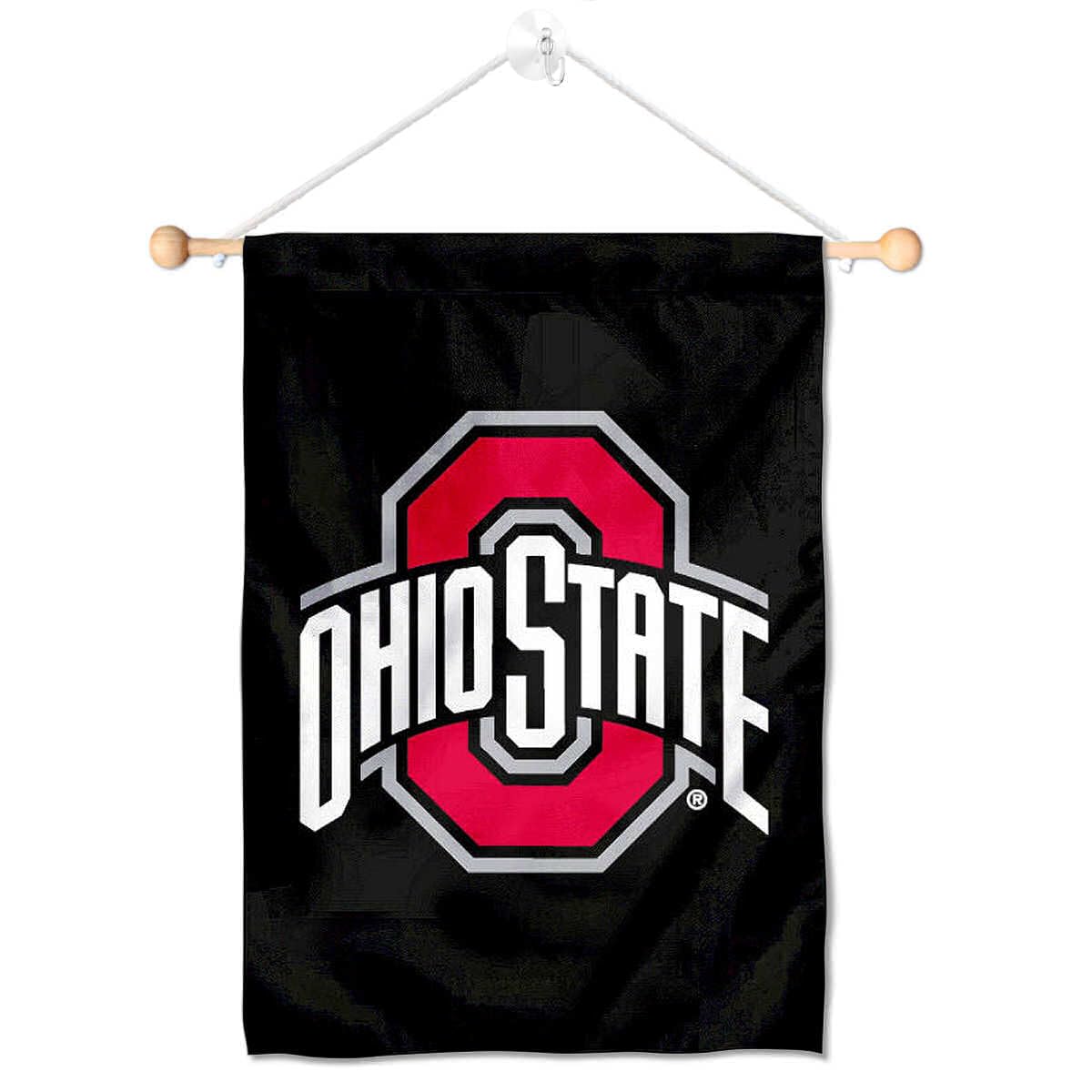 College Flags & Banners Co. Ohio State Buckeyes Black Window Wall Banner Hanging Flag with Suction Cup - Sports Collectibles, Sports Memorabilia, Sports Fan Shop, Sports Gifts