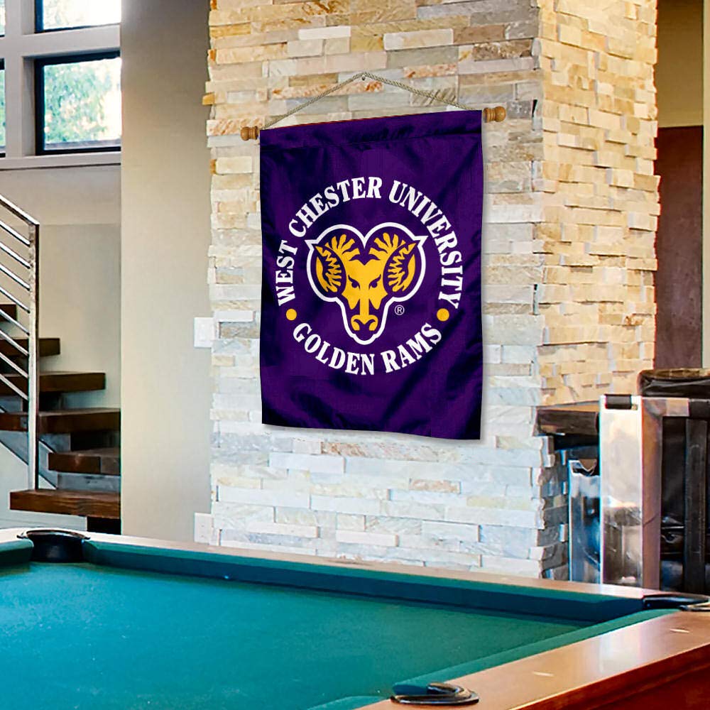 West Chester Golden Rams Double Sided House Flag and Wood Banner Pole Set - Sports Collectibles, Sports Memorabilia, Sports Fan Shop, Sports Gifts