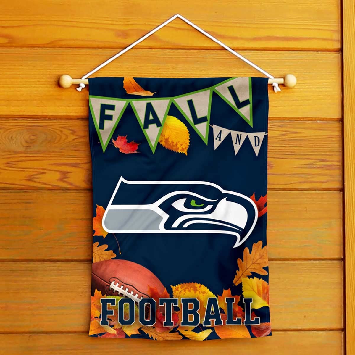 WinCraft Seattle Seahawks Fall Leaves Decorative Football Garden Flag Double Sided Banner - Sports Collectibles, Sports Memorabilia, Sports Fan Shop, Sports Gifts
