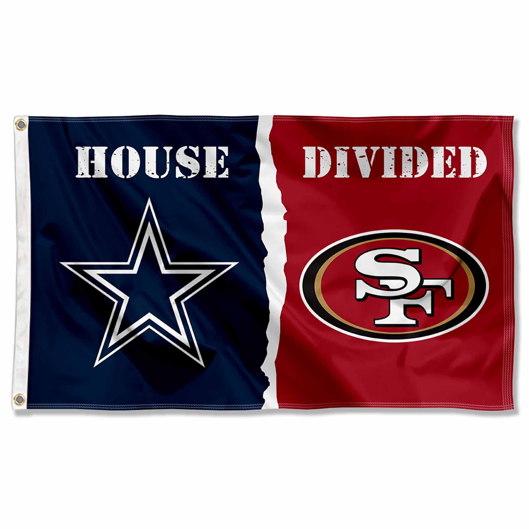 WinCraft Cowboys and 49ers House Divided Flag Rivalry Banner - Sports Collectibles, Sports Memorabilia, Sports Fan Shop, Sports Gifts