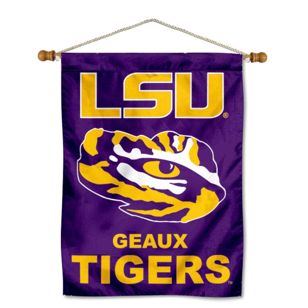 Louisiana State University House Flag and Wood Banner Pole Set - Sports Collectibles, Sports Memorabilia, Sports Fan Shop, Sports Gifts