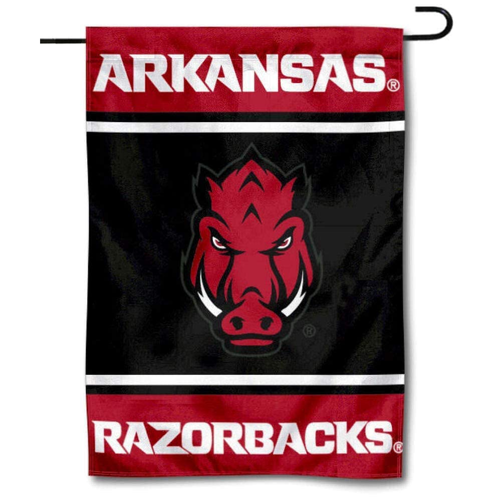 College Flags & Banners Co. Arkansas Razorbacks Garden Flag and USA Flag Stand Pole Holder Set - Sports Collectibles, Sports Memorabilia, Sports Fan Shop, Sports Gifts