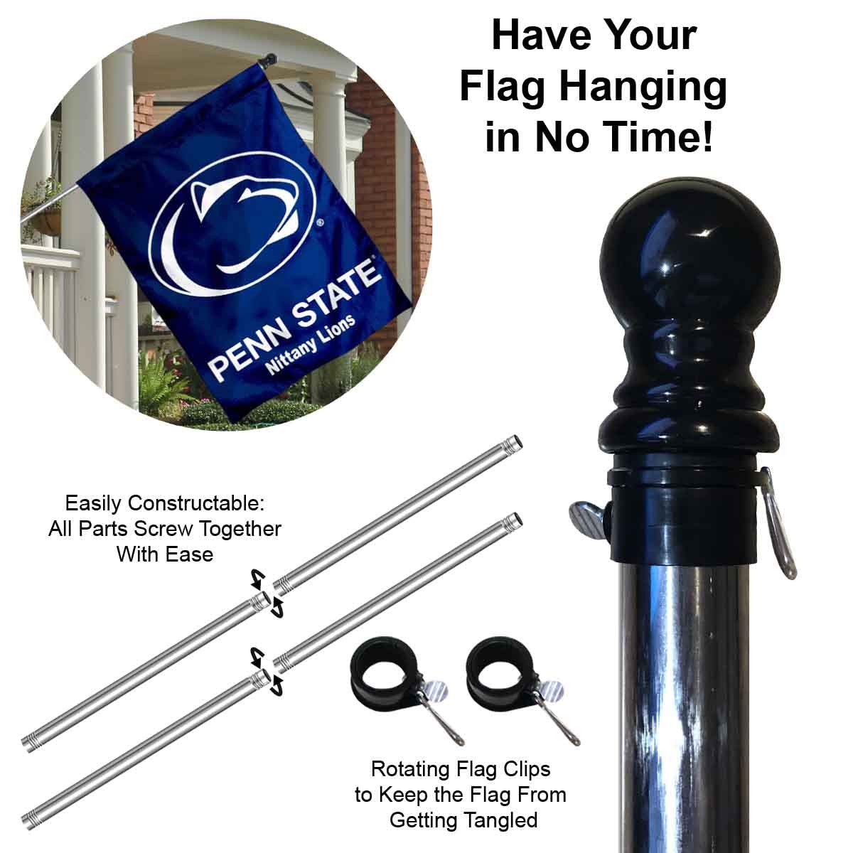 College Flags & Banners Co. Penn State Nittany Lions with Flag Pole Set - Sports Collectibles, Sports Memorabilia, Sports Fan Shop, Sports Gifts