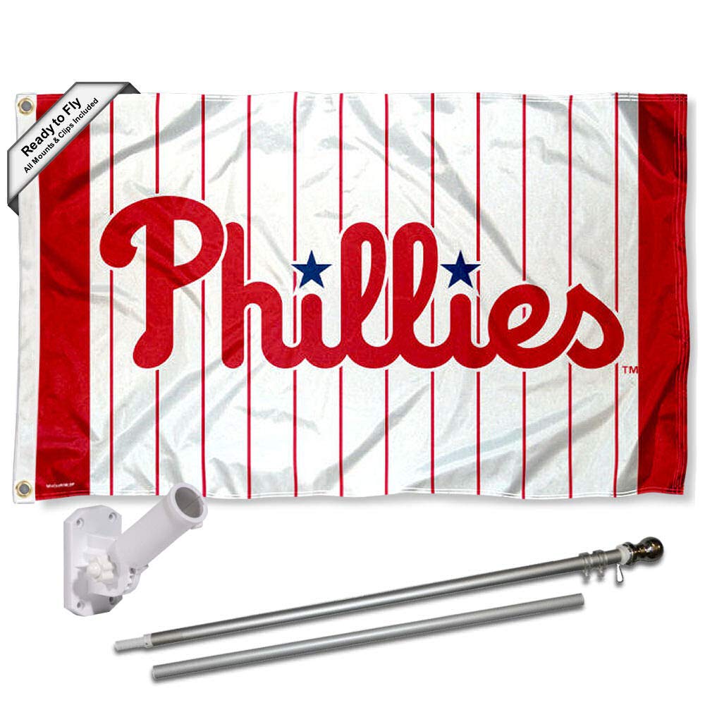 WinCraft Philadelphia Baseball Pinstripes Flag Pole and Bracket Mount Set - Sports Collectibles, Sports Memorabilia, Sports Fan Shop, Sports Gifts