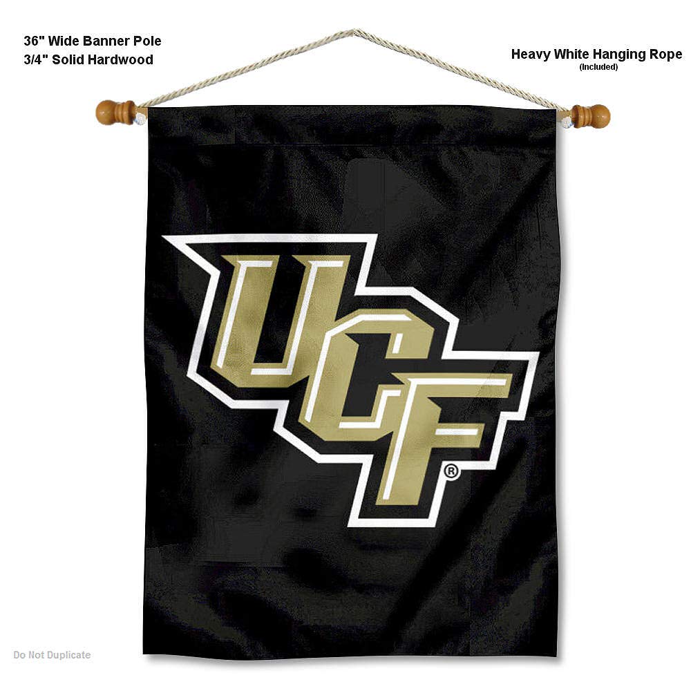 Central Florida Knights Double Sided House Flag and Wood Banner Pole Set - Sports Collectibles, Sports Memorabilia, Sports Fan Shop, Sports Gifts
