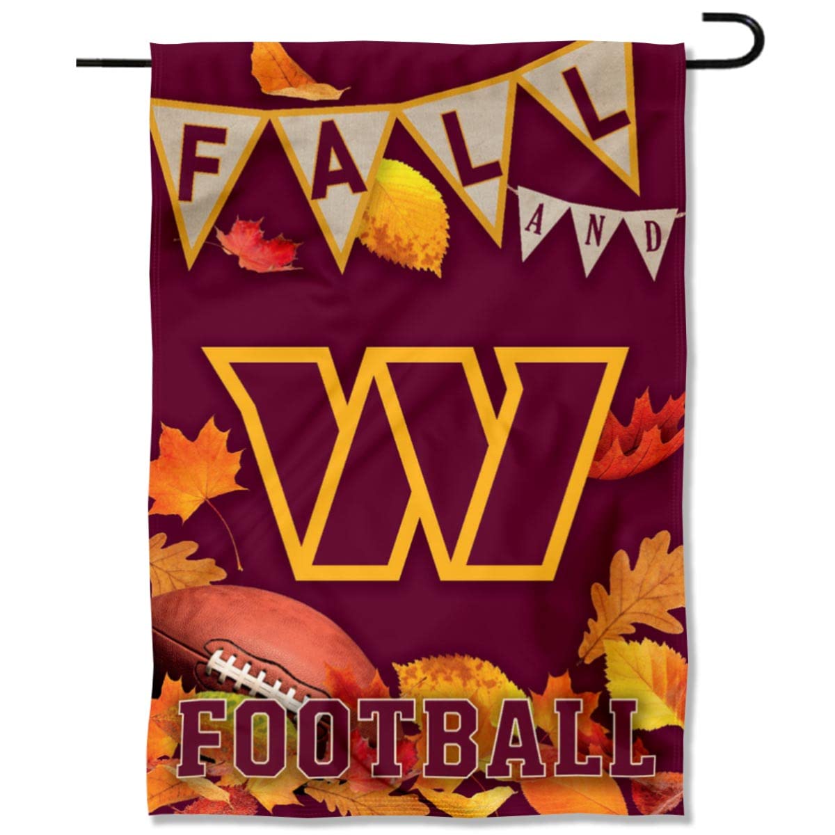 WinCraft Washington Commanders Fall Leaves Decorative Football Garden Flag Double Sided Banner - Sports Collectibles, Sports Memorabilia, Sports Fan Shop, Sports Gifts