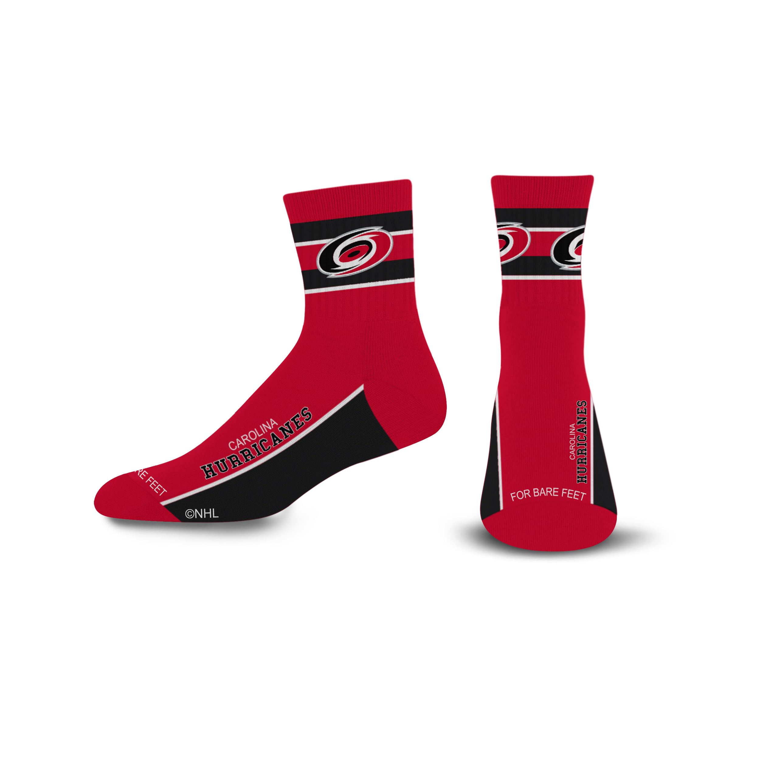 For Bare Feet NHL CAROLINA HURRICANES Lil' Deuce Quarter Sock Team Color Large - Sports Gifts, Sports Memorabilia, Sports Collectibles, Fan Shop