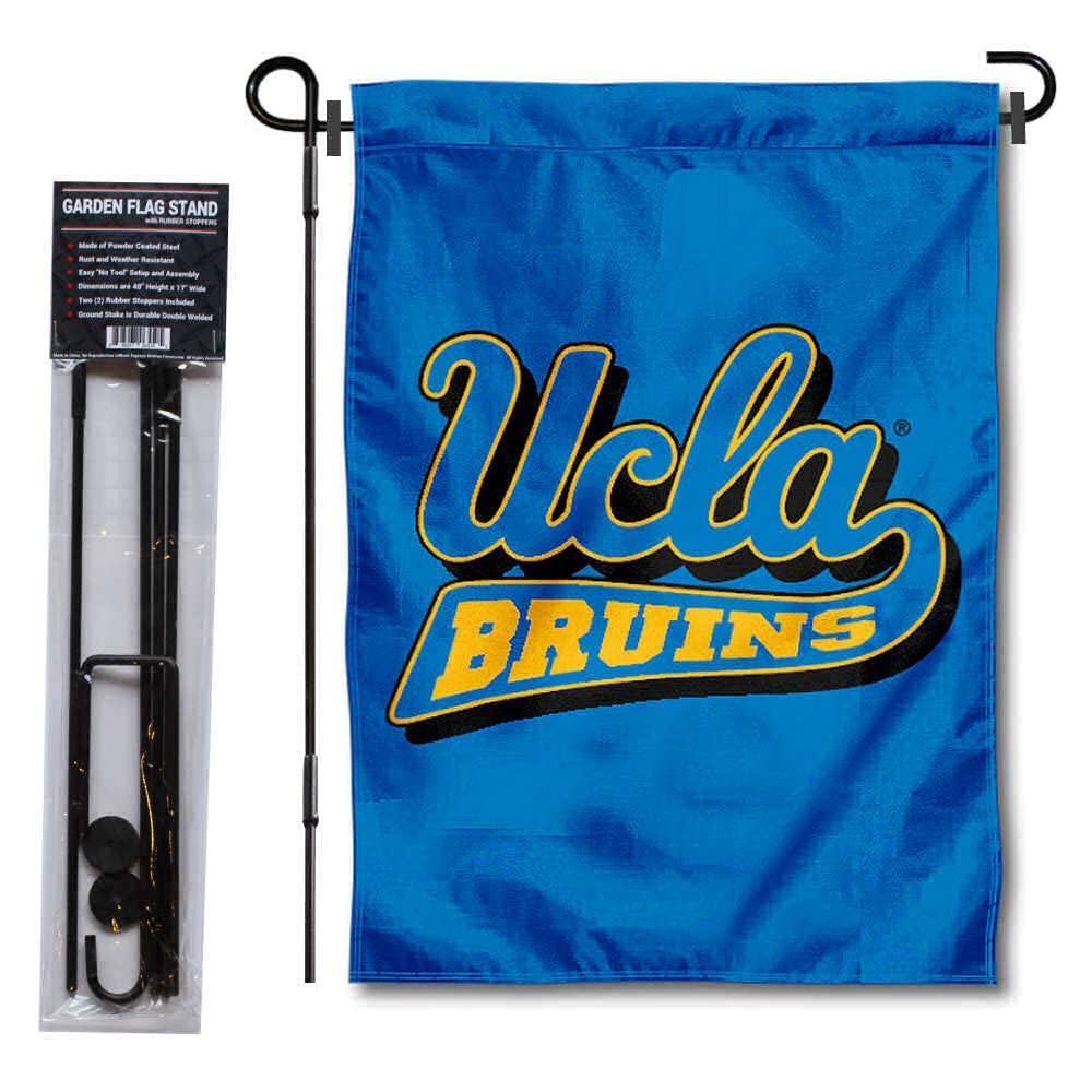 UCLA Garden Flag and USA Flag Stand Pole Holder Set - Sports Collectibles, Sports Memorabilia, Sports Fan Shop, Sports Gifts