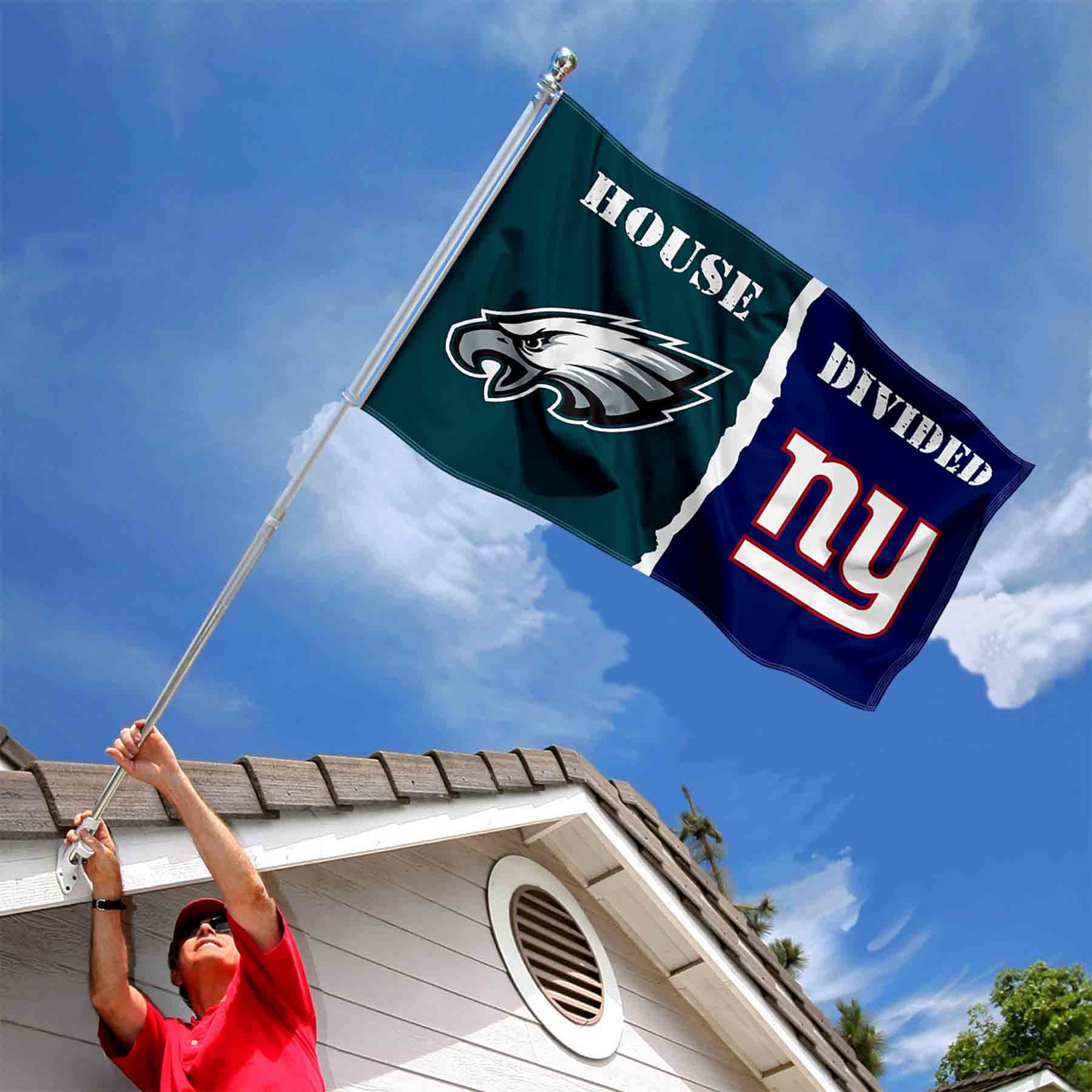 WinCraft Eagles and Giants House Divided Flag Rivalry Banner - Sports Collectibles, Sports Memorabilia, Sports Fan Shop, Sports Gifts