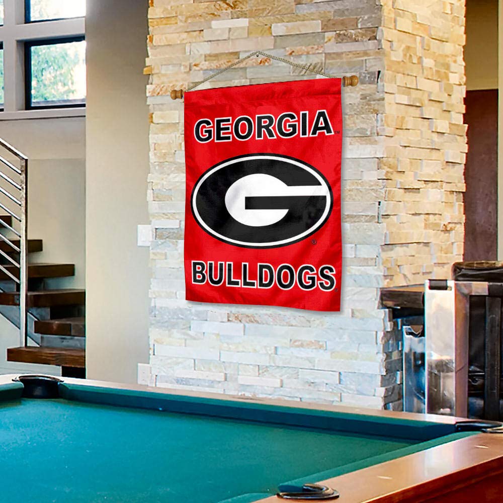 University of Georgia House Flag and Wood Banner Pole Set - Sports Collectibles, Sports Memorabilia, Sports Fan Shop, Sports Gifts