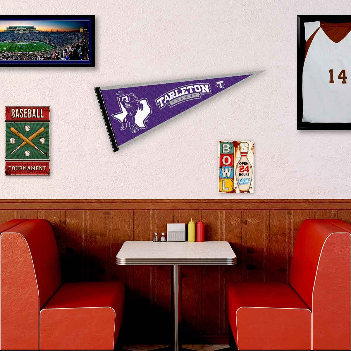 College Flags & Banners Co. Tarleton State University Texans Wordmark Pennant Flag - Sports Collectibles, Sports Memorabilia, Sports Fan Shop, Sports Gifts