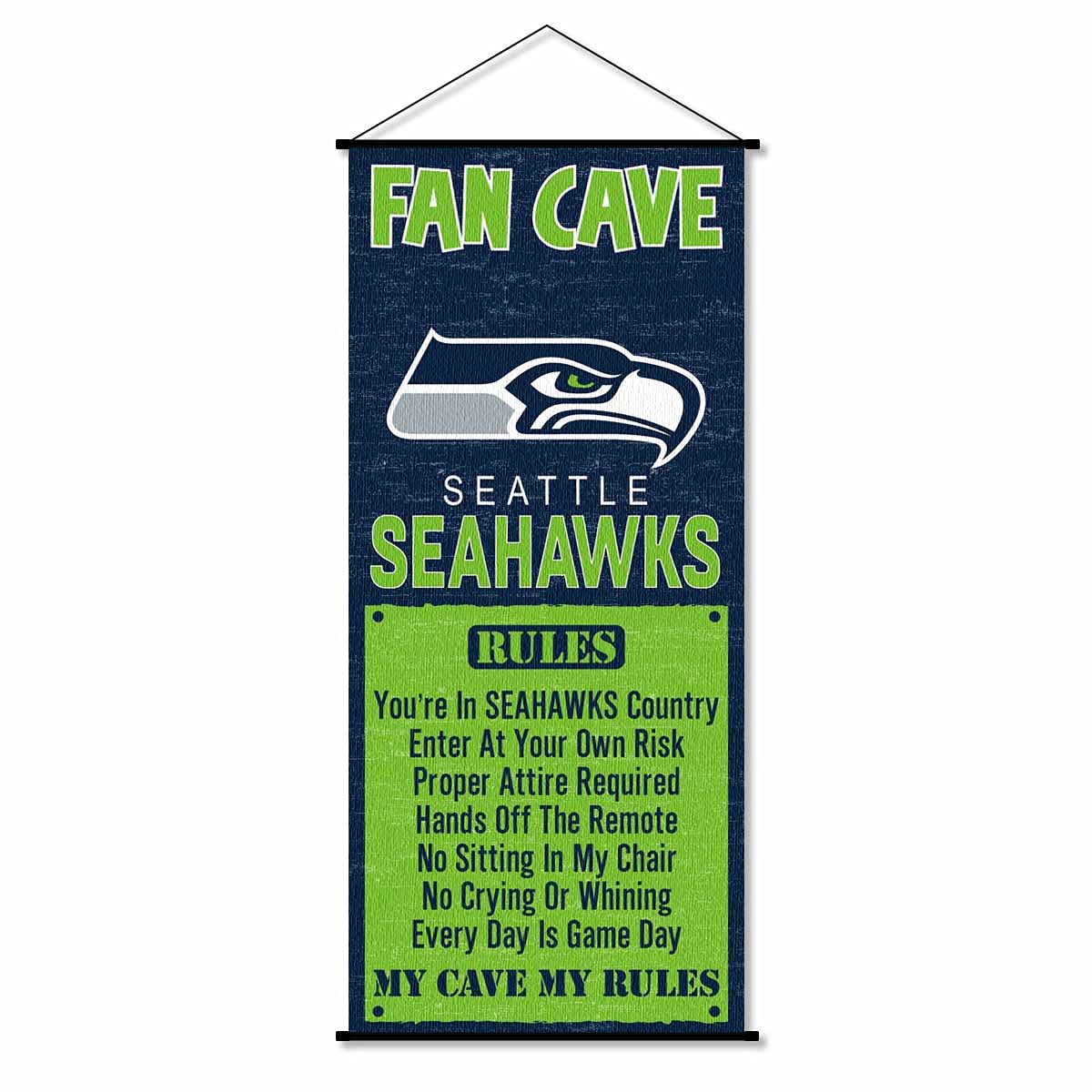 WinCraft Seattle Seahawks Man Cave Fan Banner Wall Door Scroll - Sports Collectibles, Sports Memorabilia, Sports Fan Shop, Sports Gifts