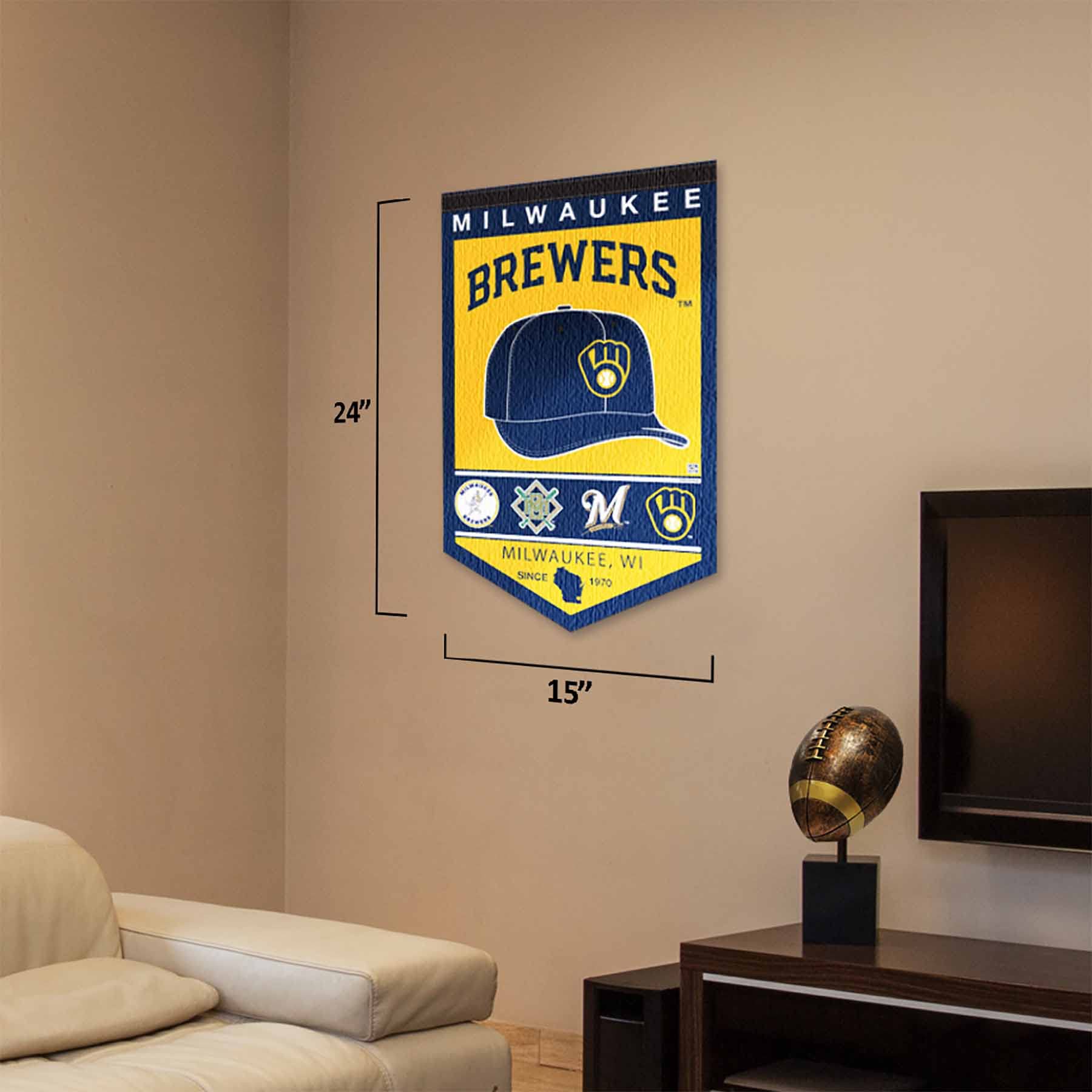 WinCraft Milwaukee Brewers Heritage History Banner Pennant - Sports Collectibles, Sports Memorabilia, Sports Fan Shop, Sports Gifts