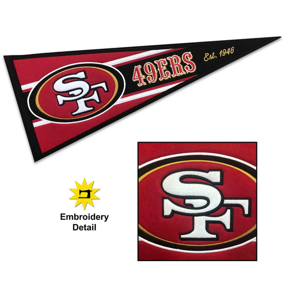 WinCraft San Francisco 49ers Embroidered and Sewn Pennant - Sports Collectibles, Sports Memorabilia, Sports Fan Shop, Sports Gifts