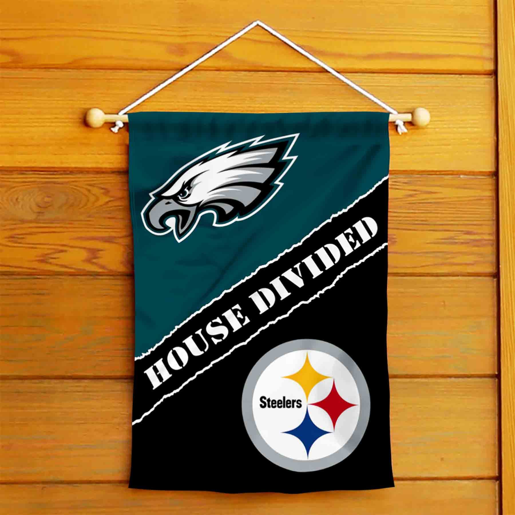 WinCraft House Divided Eagles and Steelers Double Sided Garden Flag - Sports Collectibles, Sports Memorabilia, Sports Fan Shop, Sports Gifts