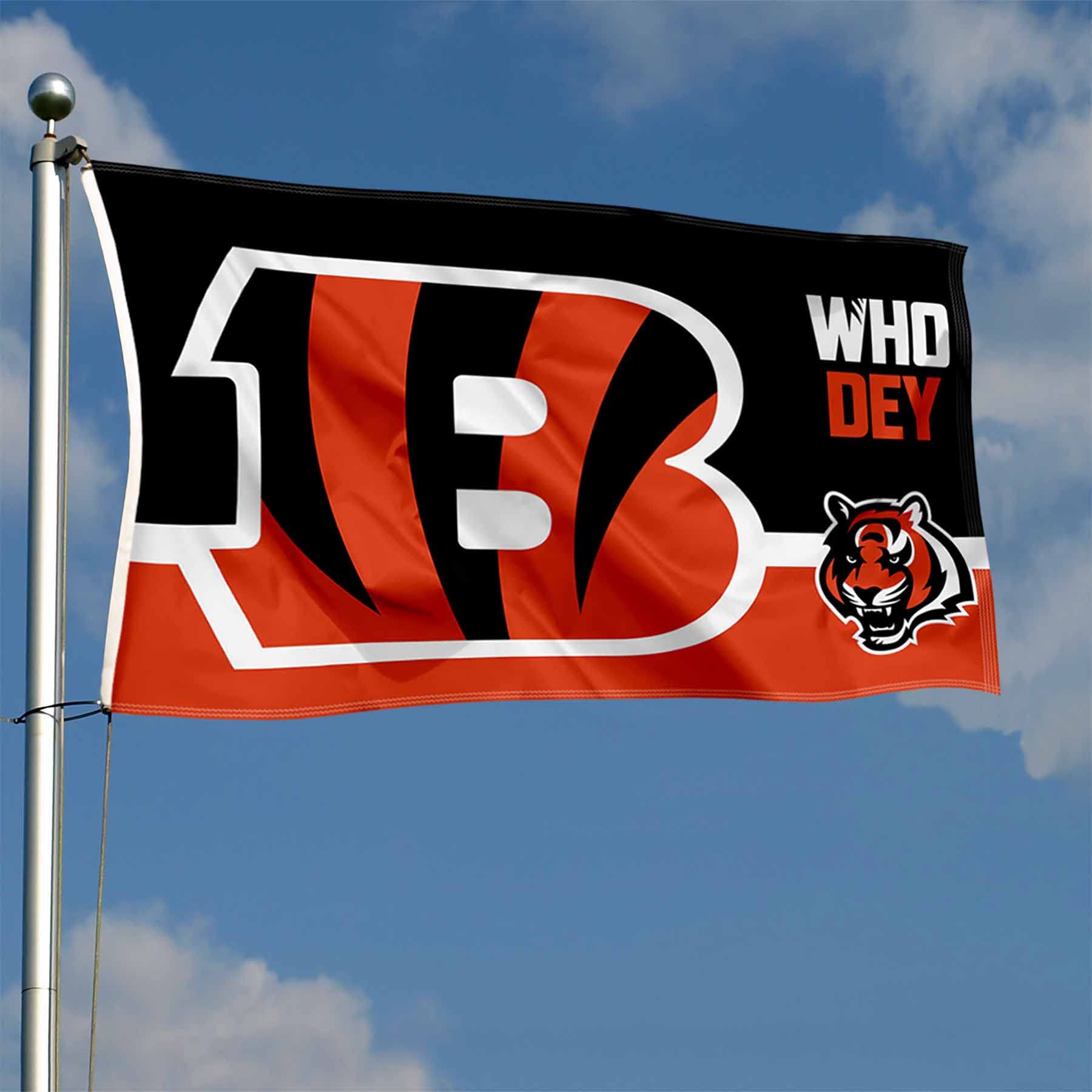 Cincinnati Bengals Who Dey Flag Outdoor Indoor 3x5 Foot Banner - Sports Collectibles, Sports Memorabilia, Sports Fan Shop, Sports Gifts