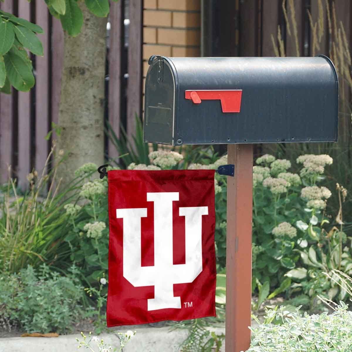 College Flags & Banners Co. IU Hoosiers Logo Garden Flag and Mailbox Post Pole Mount Holder Set - Sports Collectibles, Sports Memorabilia, Sports Fan Shop, Sports Gifts