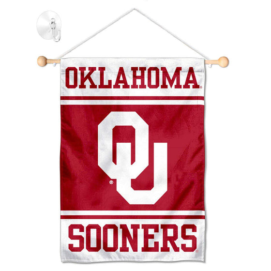 College Flags & Banners Co. Oklahoma Sooners Window Wall Banner Hanging Flag with Suction Cup - Sports Collectibles, Sports Memorabilia, Sports Fan Shop, Sports Gifts