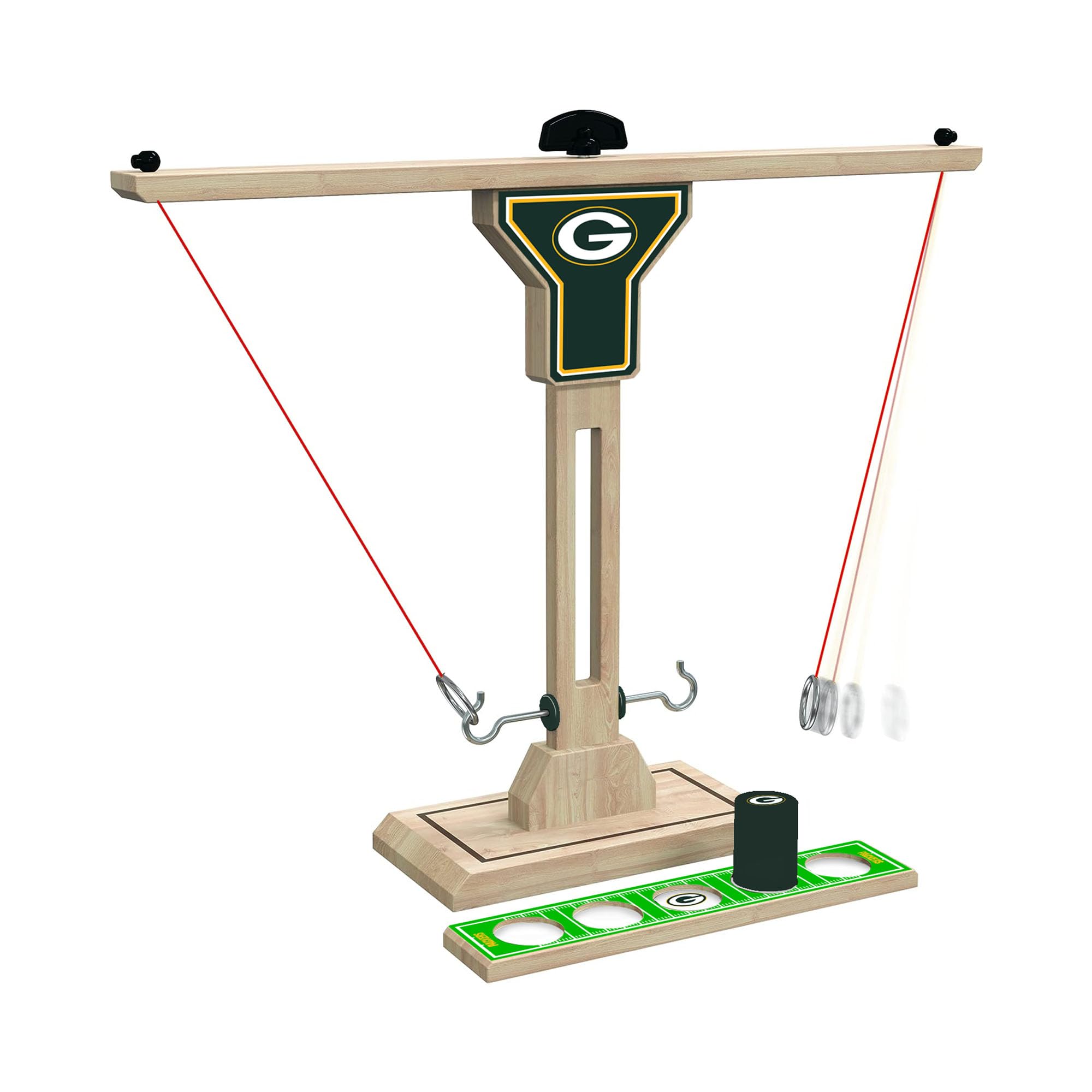 Wild Sports NFL Green Bay Packers Wooden Ring Swing Battle - Head-to-Head Ring Toss Hook & Ring Game for NFL Fans - Sports Collectibles, Sports Memorabilia, Sports Fan Shop, Sports Gifts
