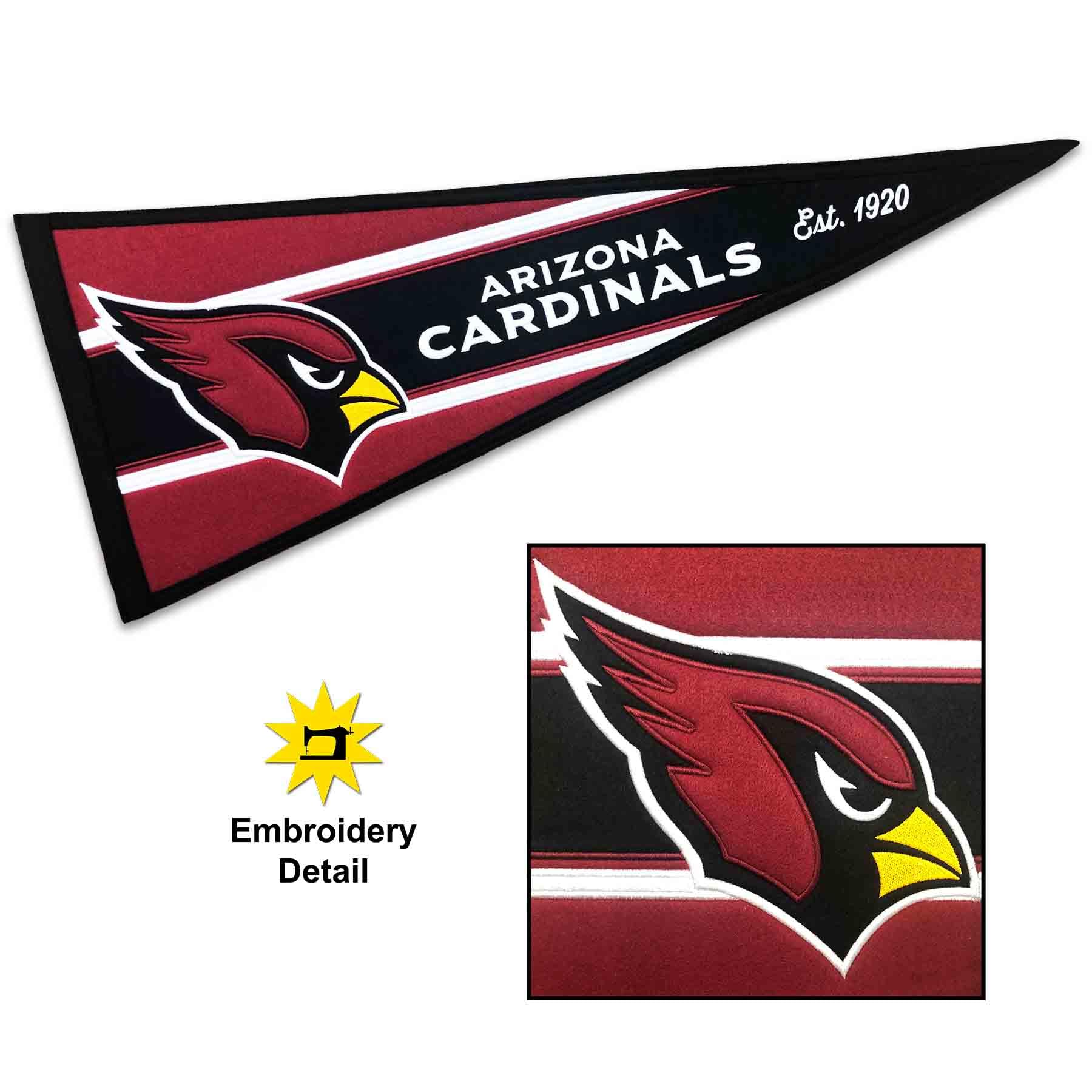 WinCraft Arizona Cardinals Embroidered and Sewn Pennant - Sports Collectibles, Sports Memorabilia, Sports Fan Shop, Sports Gifts