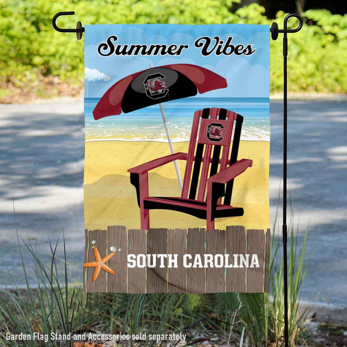 College Flags & Banners Co. South Carolina Gamecocks Summer Season Vibes Double Sided Garden Yard Flag - Sports Collectibles, Sports Memorabilia, Sports Fan Shop, Sports Gifts