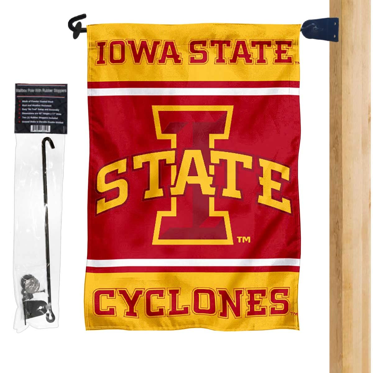 College Flags & Banners Co. Iowa State Garden Flag and Mailbox Post Pole Mount Holder Set - Sports Collectibles, Sports Memorabilia, Sports Fan Shop, Sports Gifts
