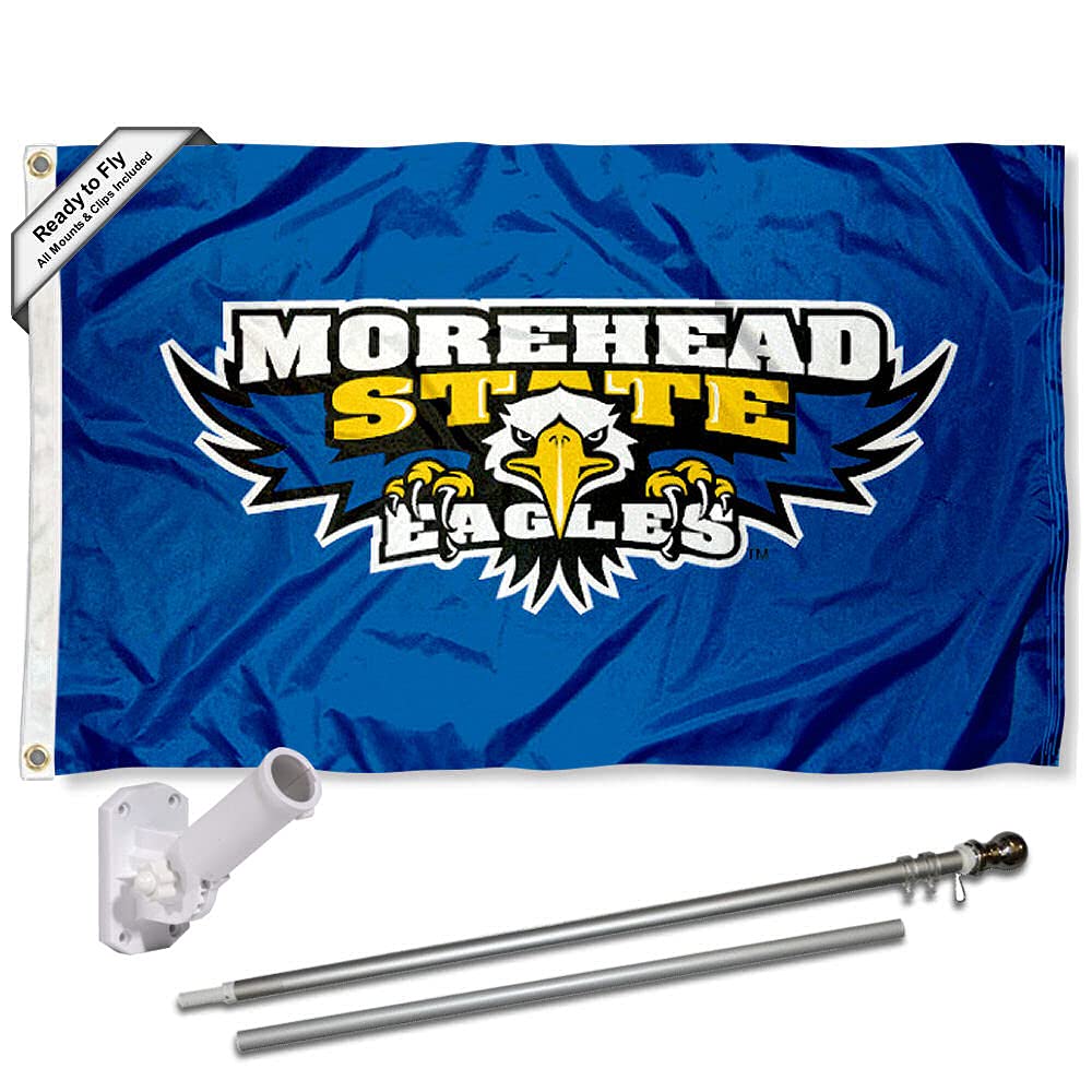 College Flags & Banners Co. Morehead State University Flag and Pole Bracket Mount Bundle - Sports Collectibles, Sports Memorabilia, Sports Fan Shop, Sports Gifts