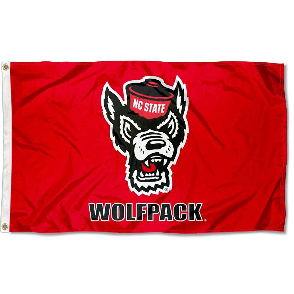 College Flags & Banners Co. NC State Wolf Logo Flag and USA 3x5 Set - Sports Collectibles, Sports Memorabilia, Sports Fan Shop, Sports Gifts