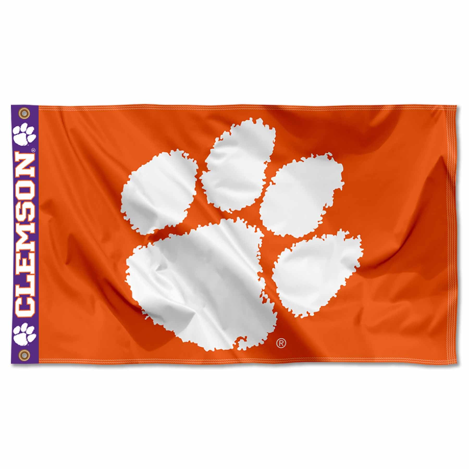 College Flags & Banners Co. Clemson Tigers Printed Header 3x5 Foot Banner Flag - Sports Collectibles, Sports Memorabilia, Sports Fan Shop, Sports Gifts